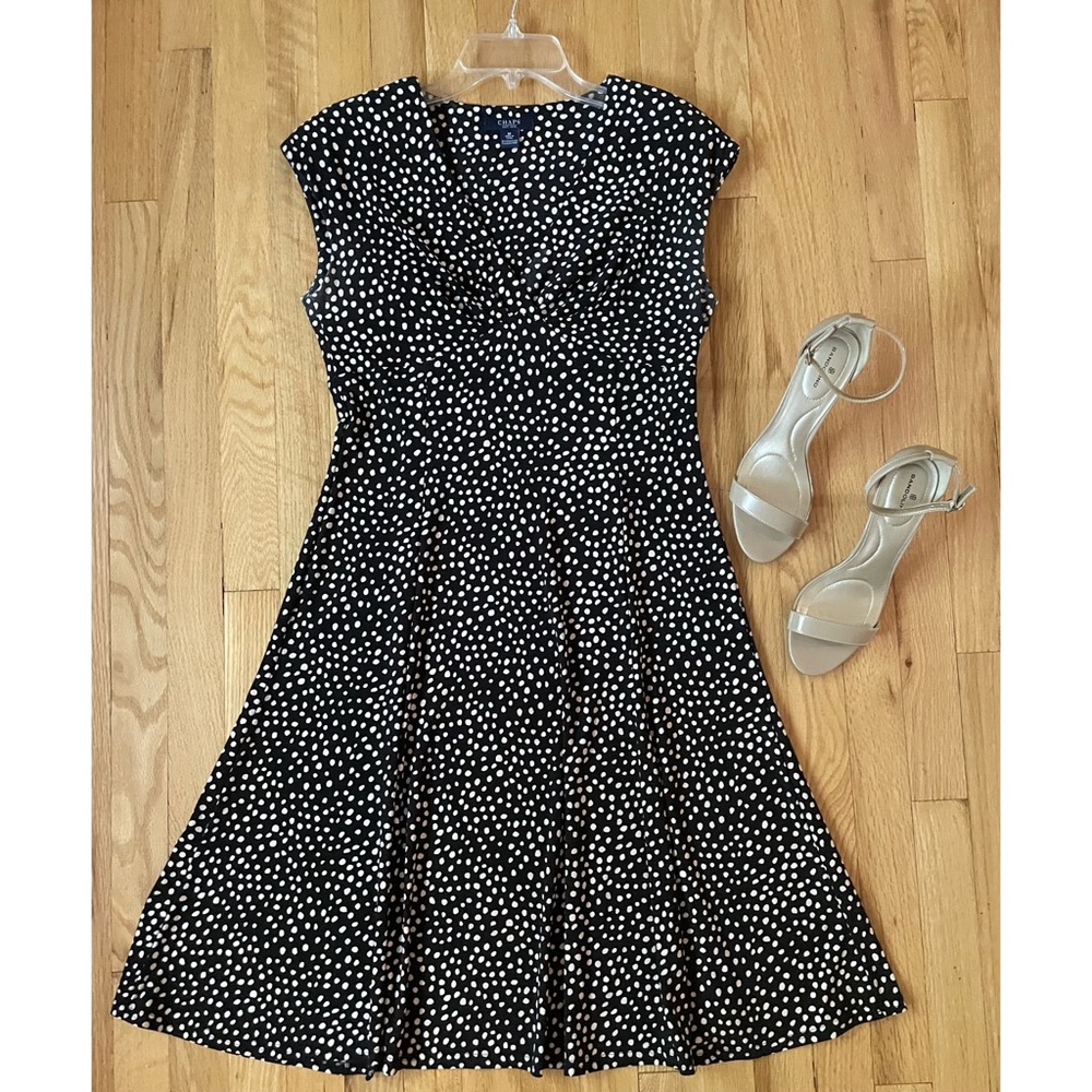 Chaps A-Line Polka Dot Dress